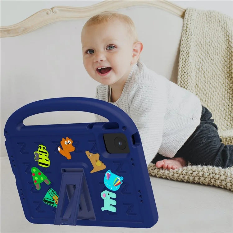 For Lenovo Tab M11 Kickstand Case Cartoon Design Anti-Drop EVA+PC Tablet Cover with Strap