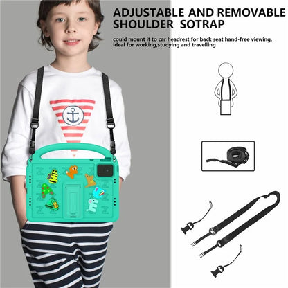 For Lenovo Tab M11 Kickstand Case Cartoon Design Anti-Drop EVA+PC Tablet Cover with Strap