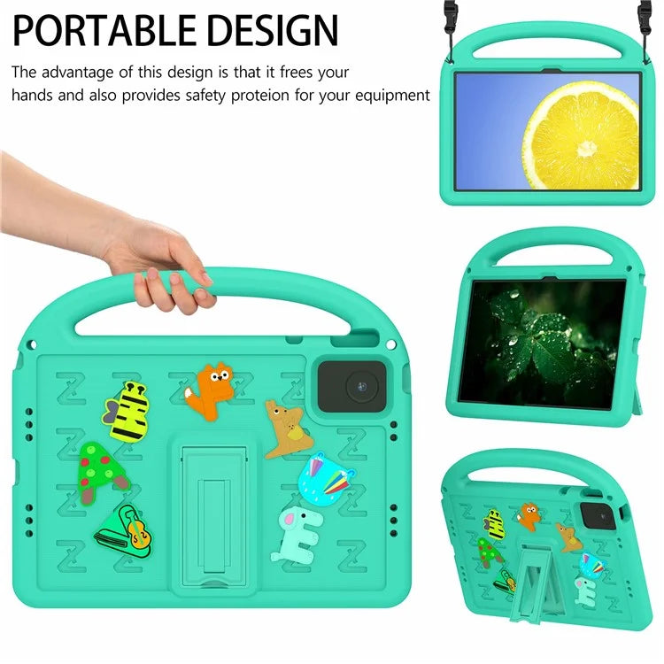 For Lenovo Tab M11 Kickstand Case Cartoon Design Anti-Drop EVA+PC Tablet Cover with Strap