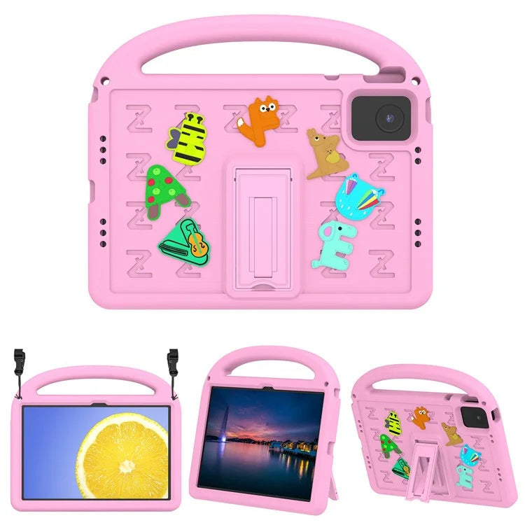 For Lenovo Tab M11 Kickstand Case Cartoon Design Anti-Drop EVA+PC Tablet Cover with Strap