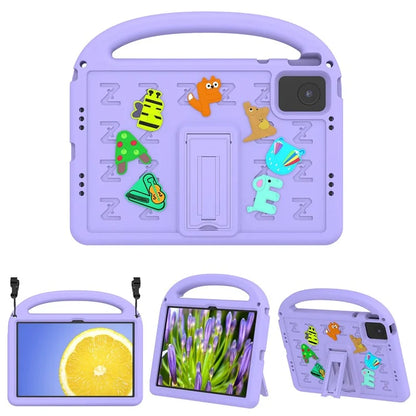 For Lenovo Tab M11 Kickstand Case Cartoon Design Anti-Drop EVA+PC Tablet Cover with Strap