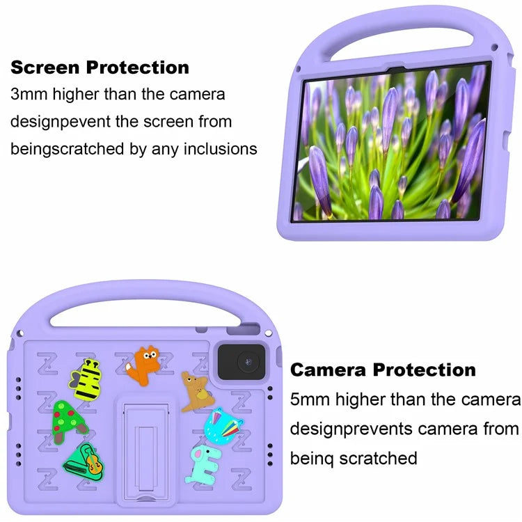 For Lenovo Tab M11 Kickstand Case Cartoon Design Anti-Drop EVA+PC Tablet Cover with Strap