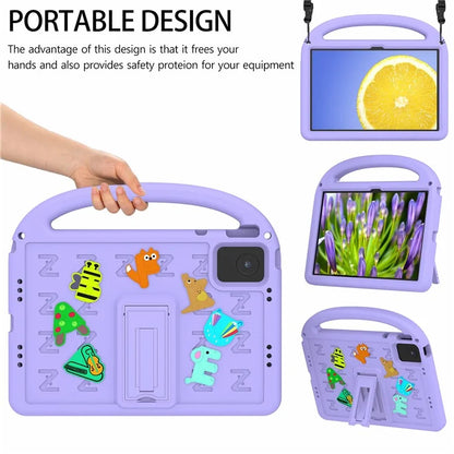 For Lenovo Tab M11 Kickstand Case Cartoon Design Anti-Drop EVA+PC Tablet Cover with Strap