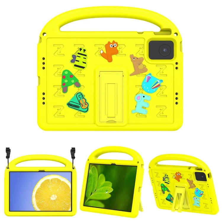 For Lenovo Tab M11 Kickstand Case Cartoon Design Anti-Drop EVA+PC Tablet Cover with Strap
