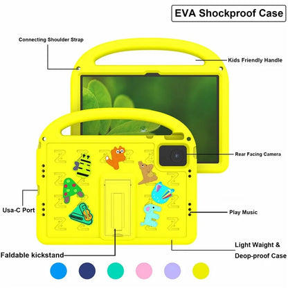 For Lenovo Tab M11 Kickstand Case Cartoon Design Anti-Drop EVA+PC Tablet Cover with Strap
