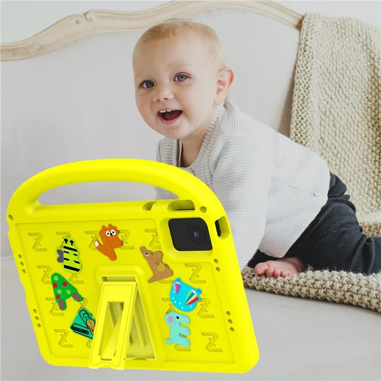 For Lenovo Tab M11 Kickstand Case Cartoon Design Anti-Drop EVA+PC Tablet Cover with Strap