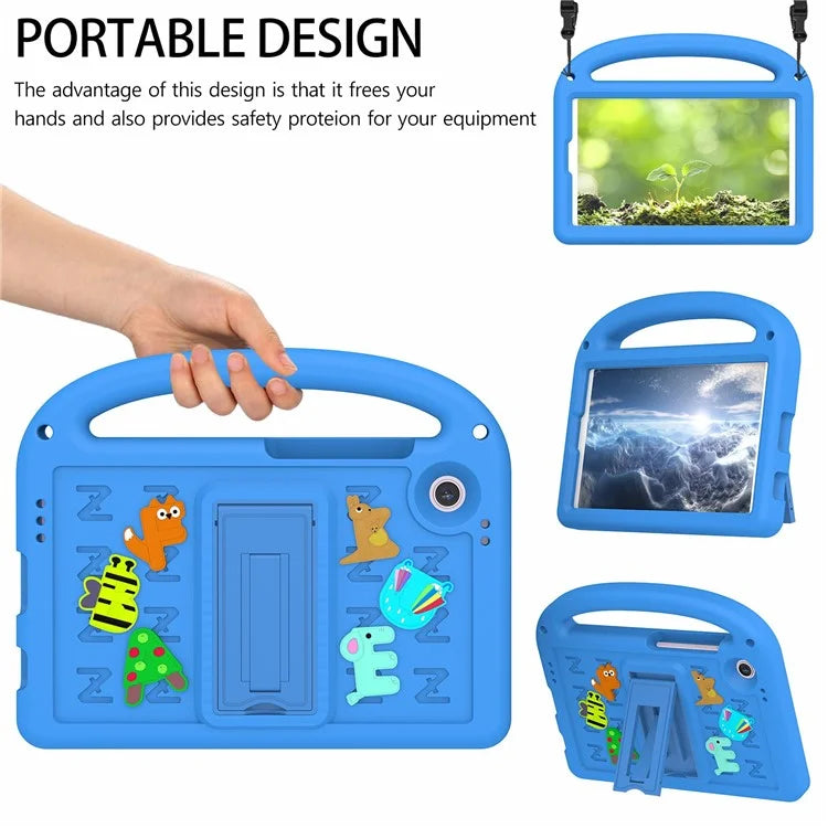 For Samsung Galaxy Tab A9 Case Cartoon Design Kickstand EVA+PC Tablet Cover with Strap