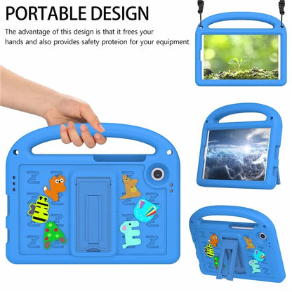 For Samsung Galaxy Tab A9 Case Cartoon Design Kickstand EVA+PC Tablet Cover with Strap