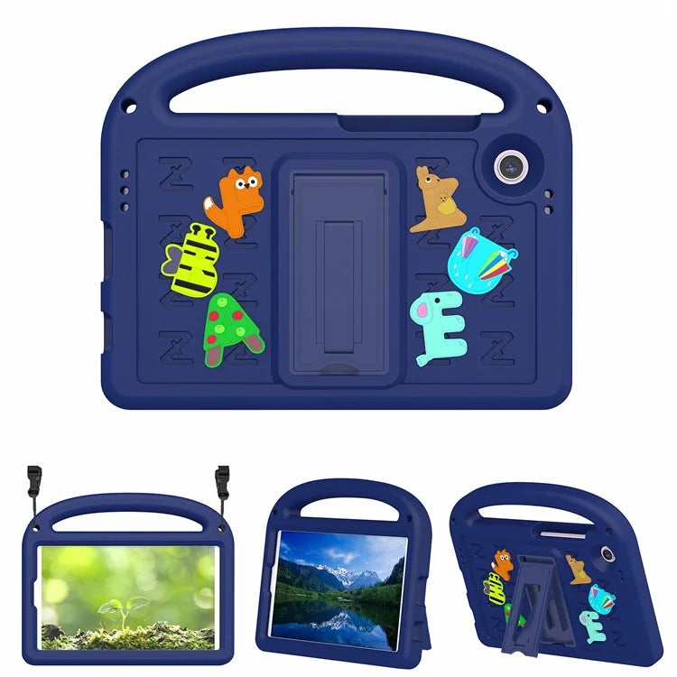 For Samsung Galaxy Tab A9 Case Cartoon Design Kickstand EVA+PC Tablet Cover with Strap