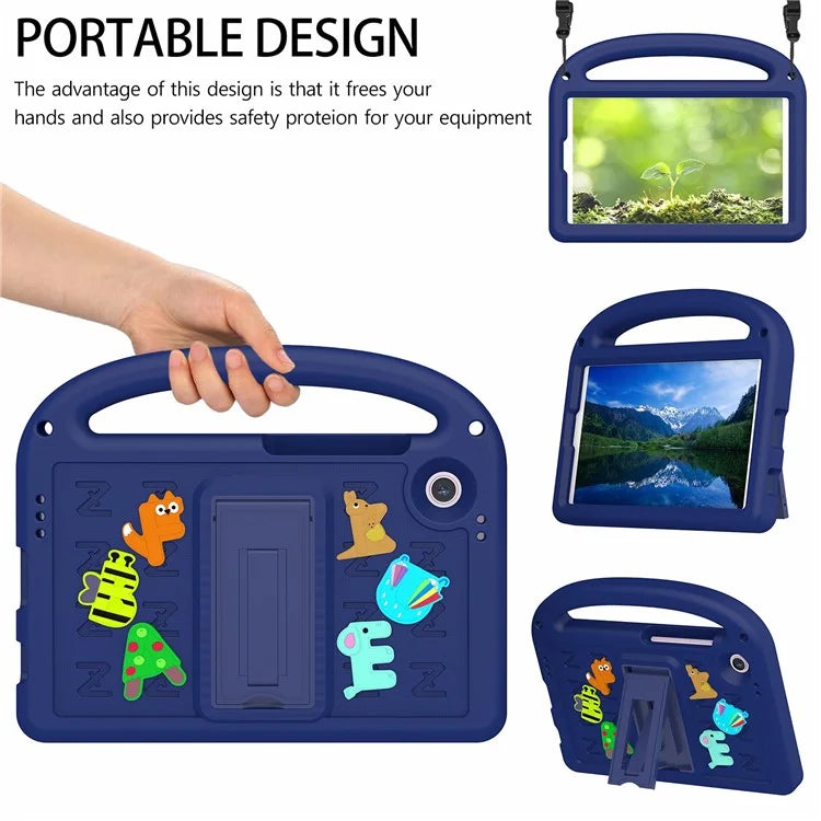 For Samsung Galaxy Tab A9 Case Cartoon Design Kickstand EVA+PC Tablet Cover with Strap