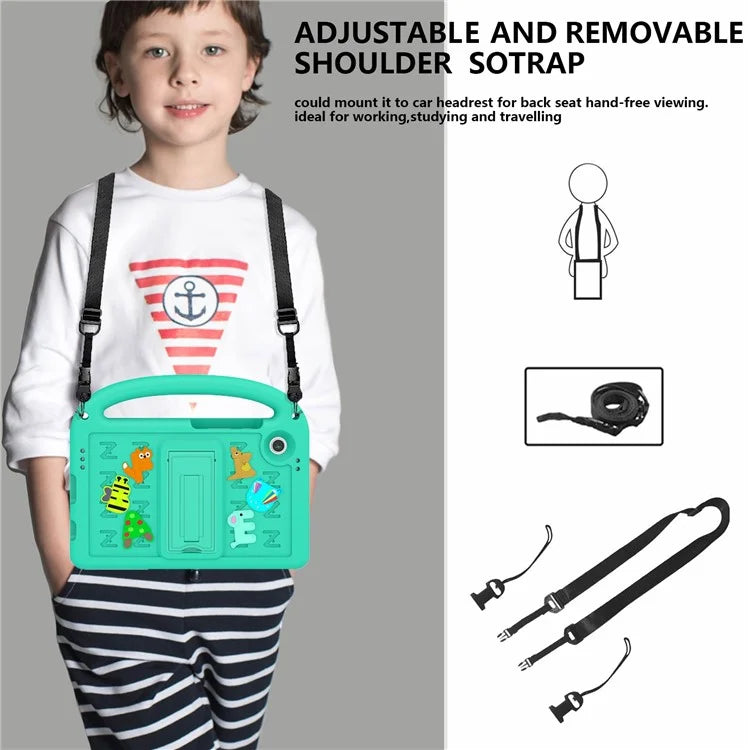 For Samsung Galaxy Tab A9 Case Cartoon Design Kickstand EVA+PC Tablet Cover with Strap
