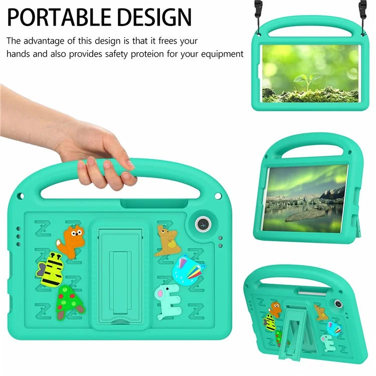 For Samsung Galaxy Tab A9 Case Cartoon Design Kickstand EVA+PC Tablet Cover with Strap
