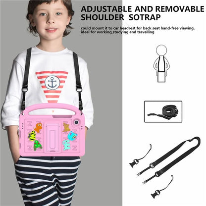 For Samsung Galaxy Tab A9 Case Cartoon Design Kickstand EVA+PC Tablet Cover with Strap