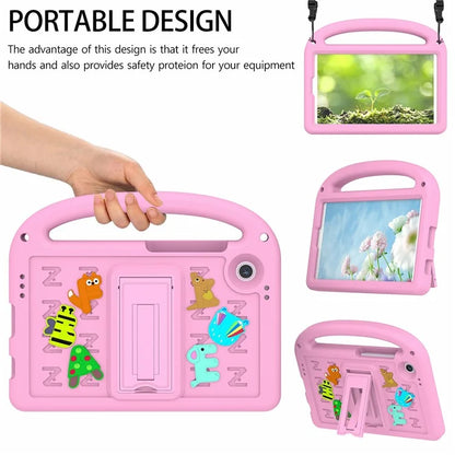 For Samsung Galaxy Tab A9 Case Cartoon Design Kickstand EVA+PC Tablet Cover with Strap