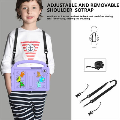 For Samsung Galaxy Tab A9 Case Cartoon Design Kickstand EVA+PC Tablet Cover with Strap