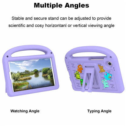 For Samsung Galaxy Tab A9 Case Cartoon Design Kickstand EVA+PC Tablet Cover with Strap