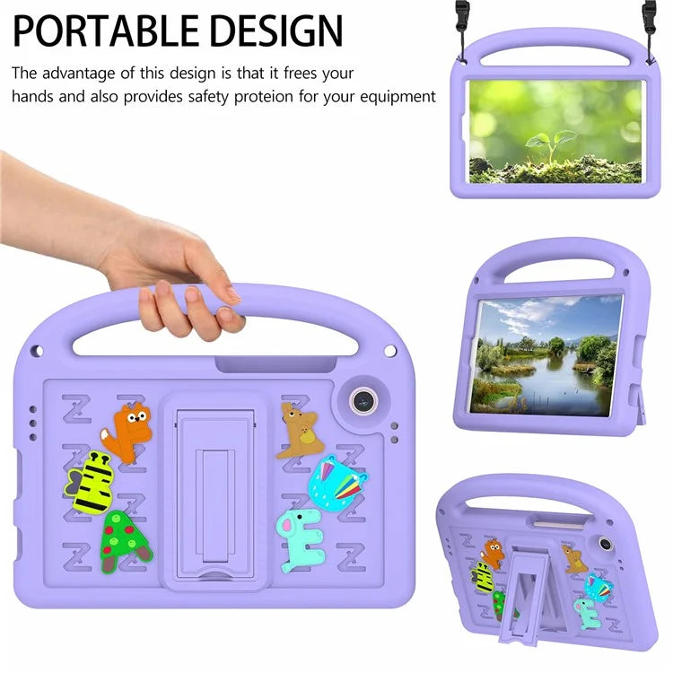 For Samsung Galaxy Tab A9 Case Cartoon Design Kickstand EVA+PC Tablet Cover with Strap