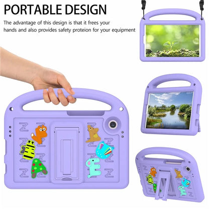 For Samsung Galaxy Tab A9 Case Cartoon Design Kickstand EVA+PC Tablet Cover with Strap