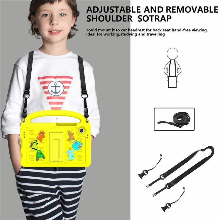 For Samsung Galaxy Tab A9 Case Cartoon Design Kickstand EVA+PC Tablet Cover with Strap
