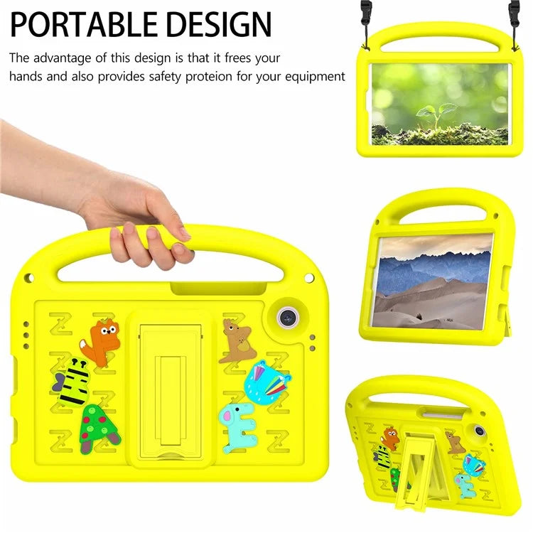 For Samsung Galaxy Tab A9 Case Cartoon Design Kickstand EVA+PC Tablet Cover with Strap
