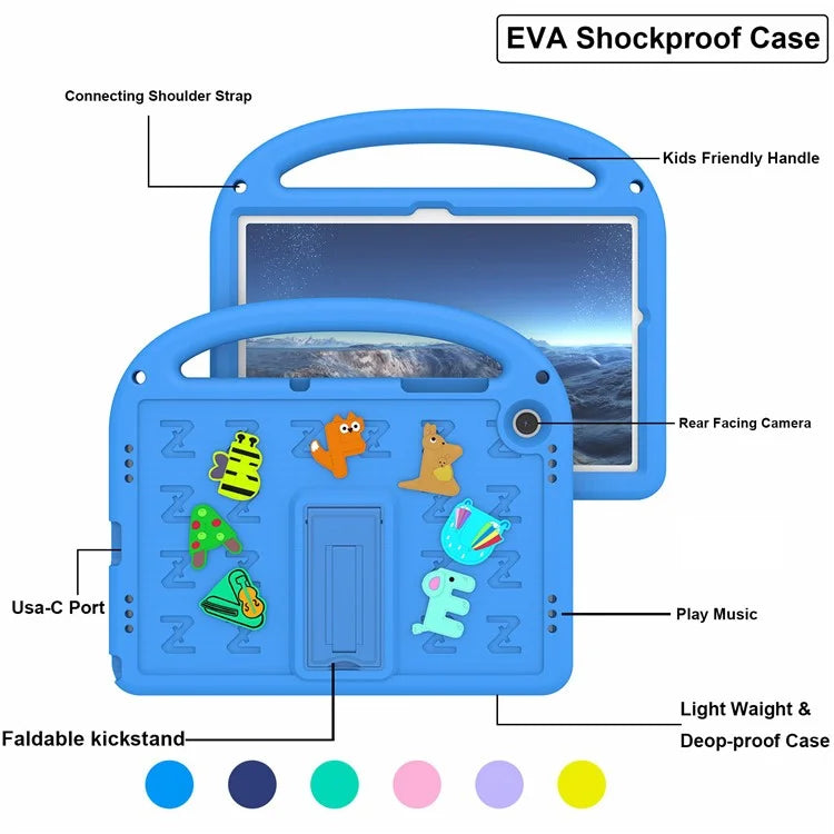 For Samsung Galaxy Tab A9+ Case Cartoon Design EVA+PC Kickstand Tablet Cover with Strap