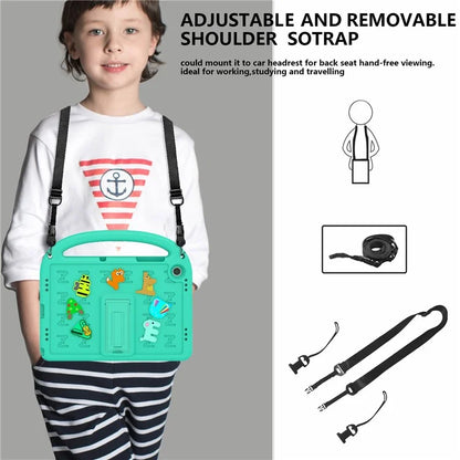 For Samsung Galaxy Tab A9+ Case Cartoon Design EVA+PC Kickstand Tablet Cover with Strap