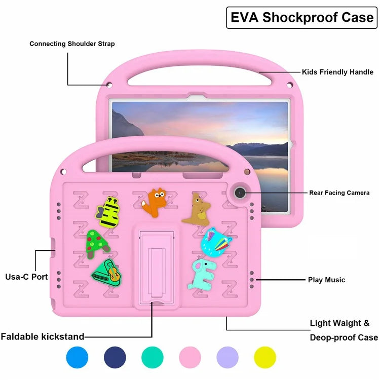For Samsung Galaxy Tab A9+ Case Cartoon Design EVA+PC Kickstand Tablet Cover with Strap