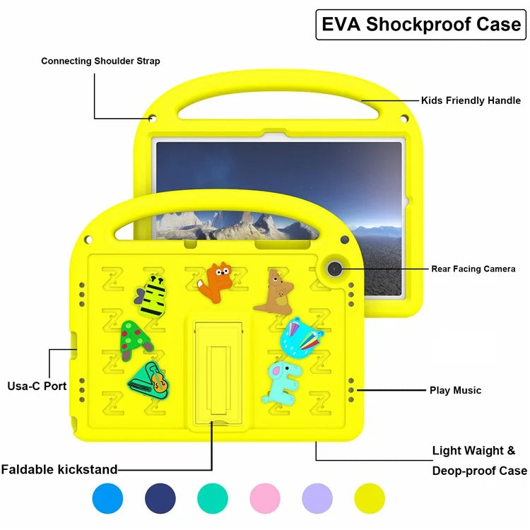 For Samsung Galaxy Tab A9+ Case Cartoon Design EVA+PC Kickstand Tablet Cover with Strap