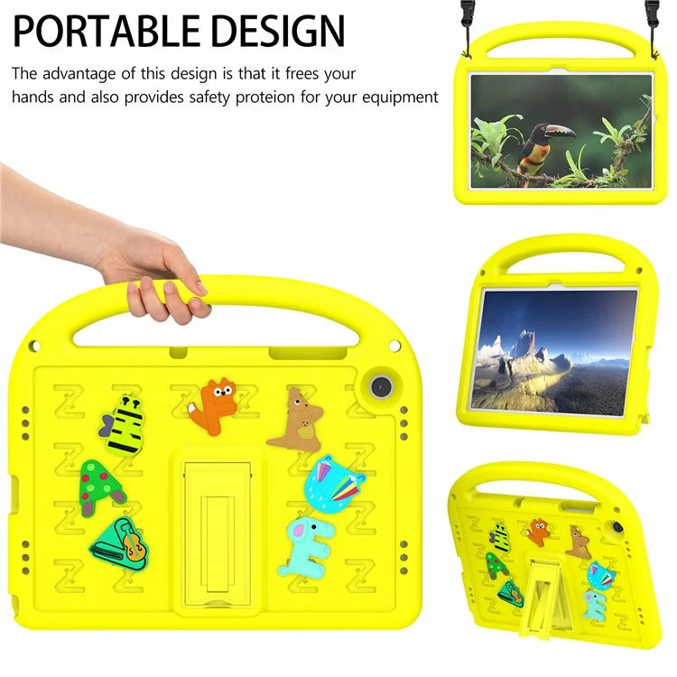 For Samsung Galaxy Tab A9+ Case Cartoon Design EVA+PC Kickstand Tablet Cover with Strap