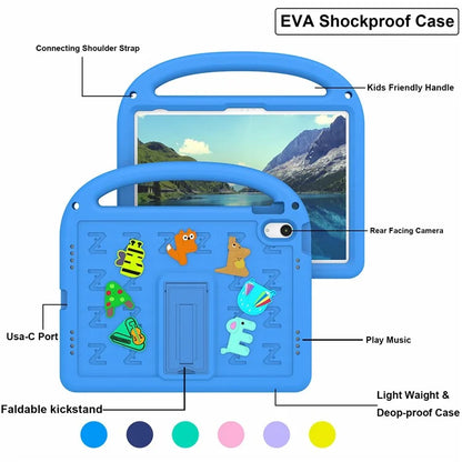 For iPad 10.9 (2022) Case with Strap EVA+PC Kickstand Tablet Cover Cartoon Design
