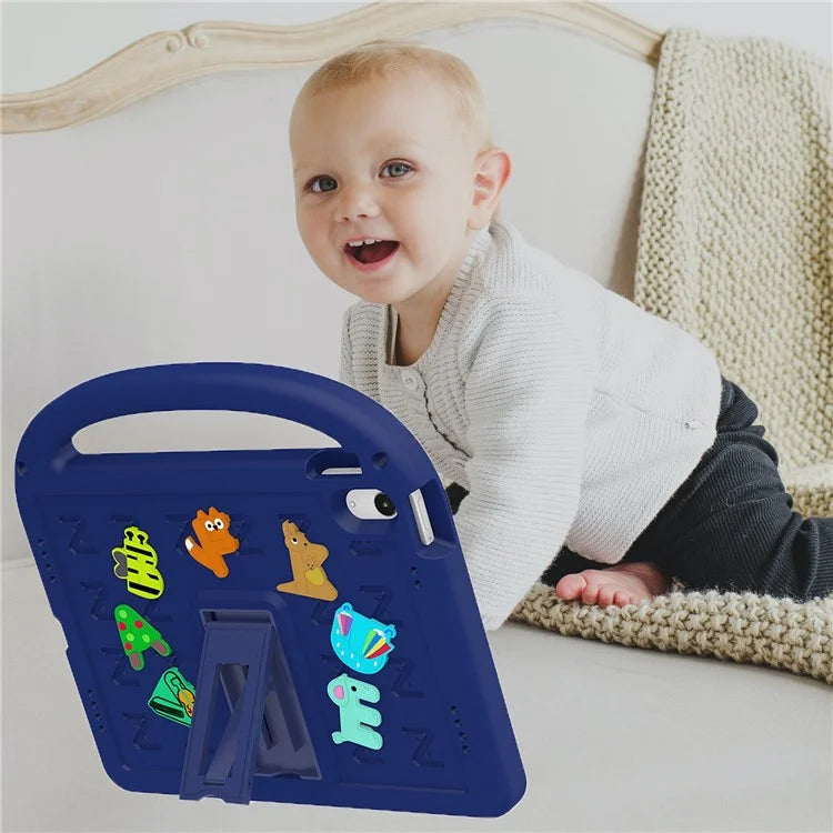 For iPad 10.9 (2022) Case with Strap EVA+PC Kickstand Tablet Cover Cartoon Design