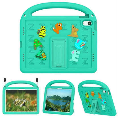 For iPad 10.9 (2022) Case with Strap EVA+PC Kickstand Tablet Cover Cartoon Design