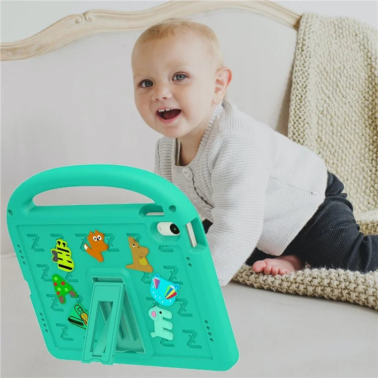 For iPad 10.9 (2022) Case with Strap EVA+PC Kickstand Tablet Cover Cartoon Design