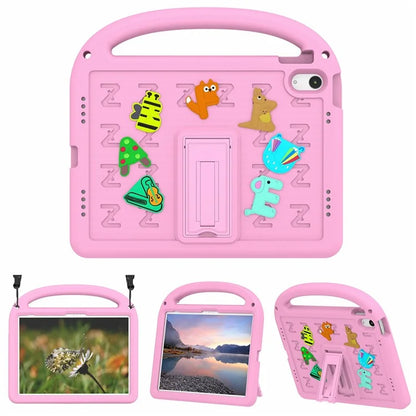 For iPad 10.9 (2022) Case with Strap EVA+PC Kickstand Tablet Cover Cartoon Design