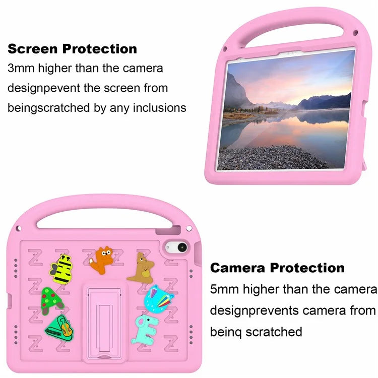 For iPad 10.9 (2022) Case with Strap EVA+PC Kickstand Tablet Cover Cartoon Design