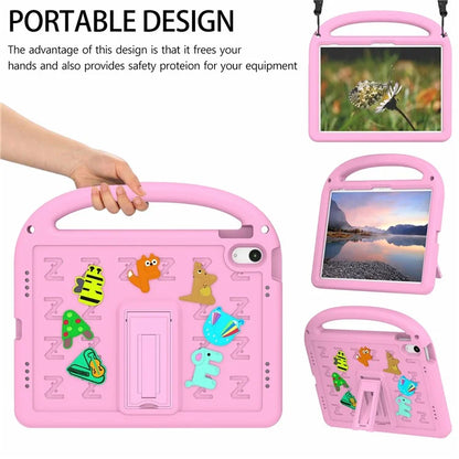 For iPad 10.9 (2022) Case with Strap EVA+PC Kickstand Tablet Cover Cartoon Design