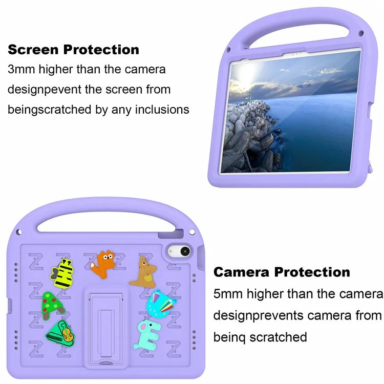 For iPad 10.9 (2022) Case with Strap EVA+PC Kickstand Tablet Cover Cartoon Design