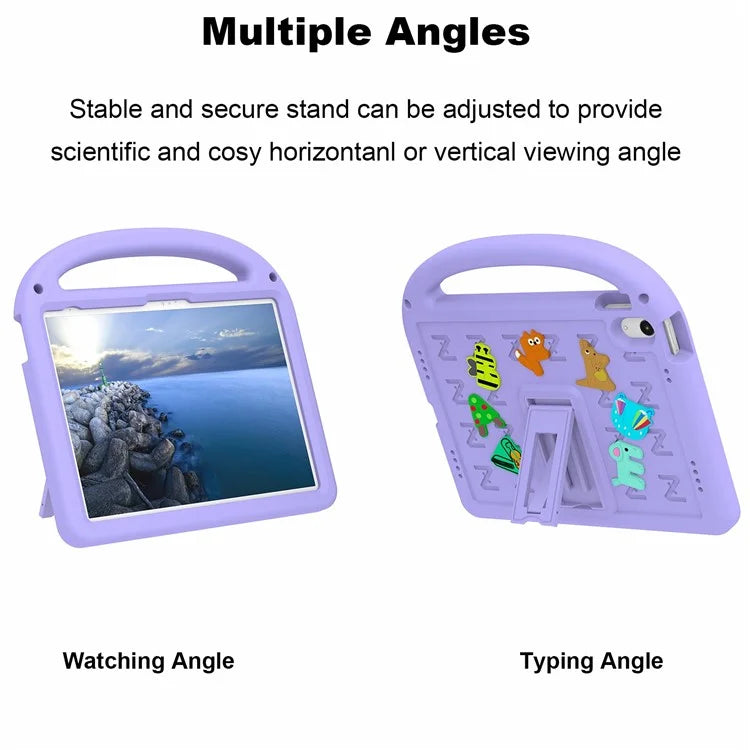 For iPad 10.9 (2022) Case with Strap EVA+PC Kickstand Tablet Cover Cartoon Design