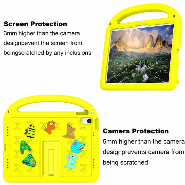 For iPad 10.9 (2022) Case with Strap EVA+PC Kickstand Tablet Cover Cartoon Design