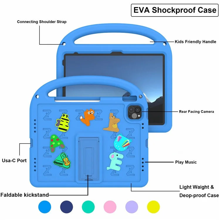 For iPad Pro 11 (2022) / (2021) / (2020) / (2018) / Air (2022) / (2020) Case Cartoon Design EVA+PC Tablet Cover