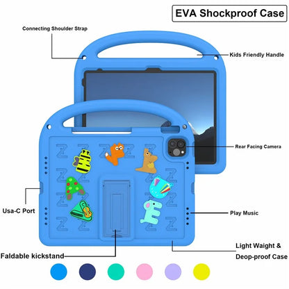 For iPad Pro 11 (2022) / (2021) / (2020) / (2018) / Air (2022) / (2020) Case Cartoon Design EVA+PC Tablet Cover
