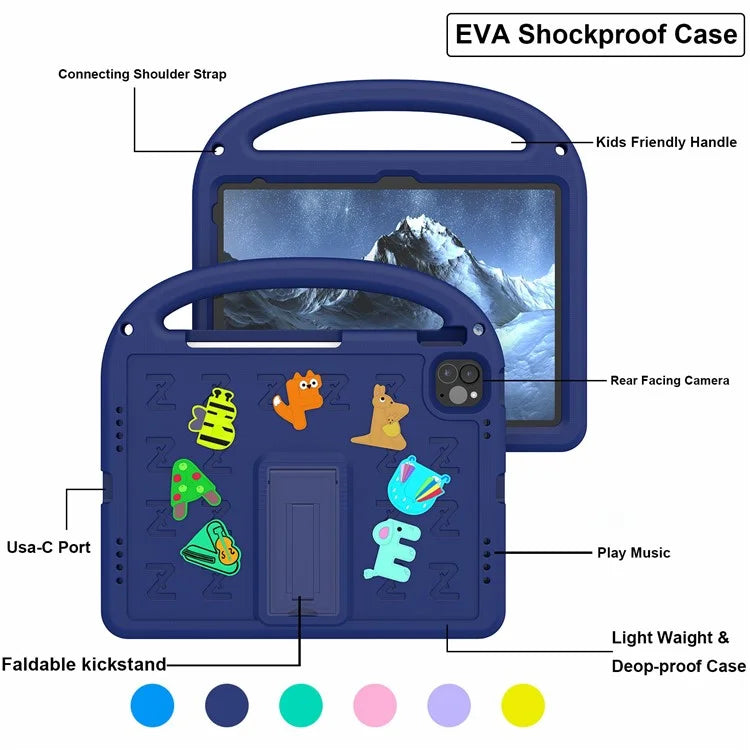 For iPad Pro 11 (2022) / (2021) / (2020) / (2018) / Air (2022) / (2020) Case Cartoon Design EVA+PC Tablet Cover