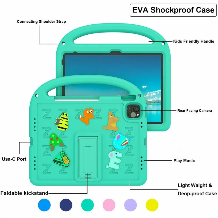 For iPad Pro 11 (2022) / (2021) / (2020) / (2018) / Air (2022) / (2020) Case Cartoon Design EVA+PC Tablet Cover