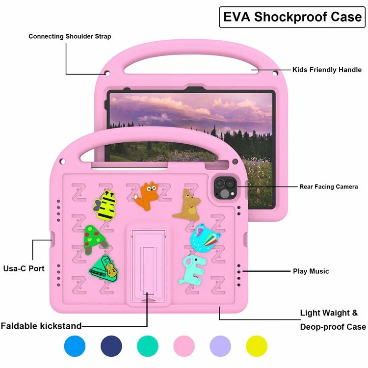 For iPad Pro 11 (2022) / (2021) / (2020) / (2018) / Air (2022) / (2020) Case Cartoon Design EVA+PC Tablet Cover