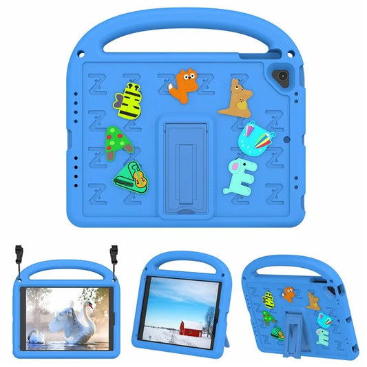 For iPad 9.7-inch (2018) / (2017) / Air (2013) / Air 2 Tablet Case EVA+PC Kickstand Cover Cartoon Design
