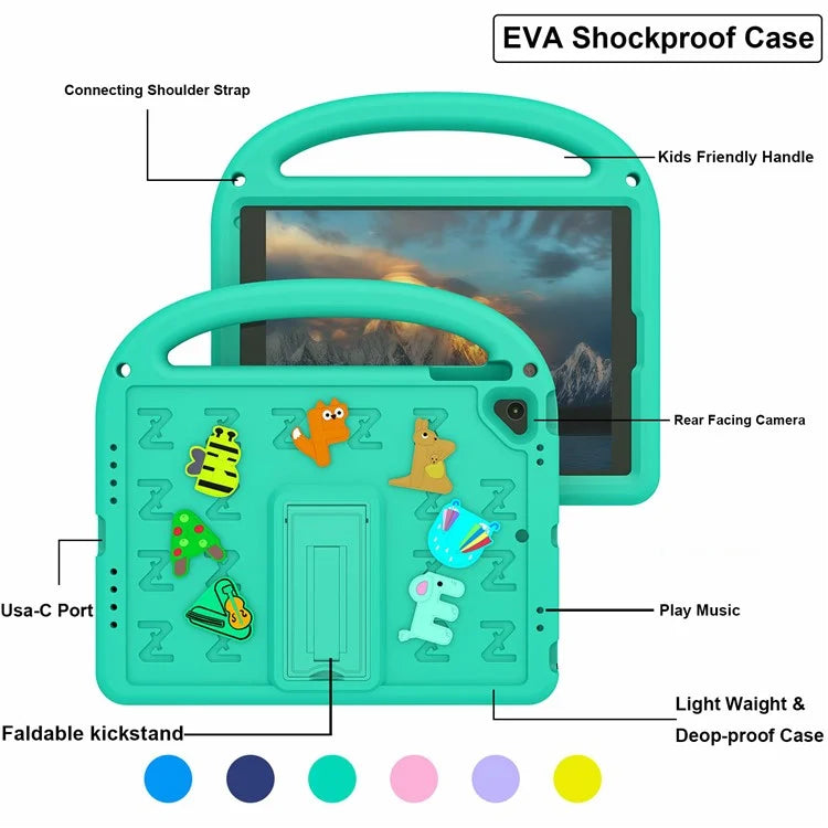 For iPad 9.7-inch (2018) / (2017) / Air (2013) / Air 2 Tablet Case EVA+PC Kickstand Cover Cartoon Design