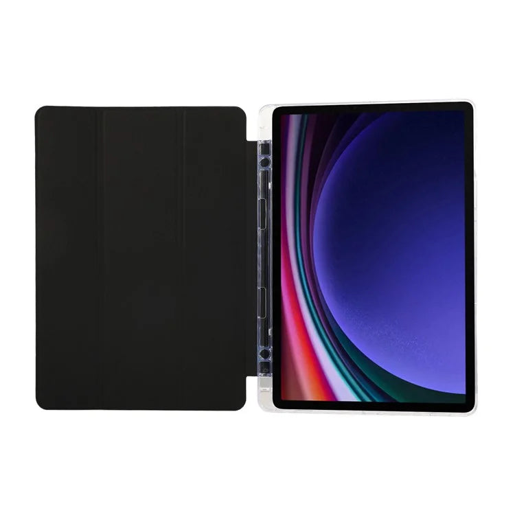 For Samsung Galaxy Tab S9 / S9 FE Case Tri-Fold Stand Smart Auto / Wake Leather Tablet Cover Carbon Fiber Texture
