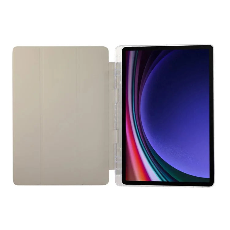 For Samsung Galaxy Tab S9 / S9 FE Case Tri-Fold Stand Smart Auto / Wake Leather Tablet Cover Carbon Fiber Texture