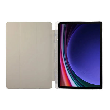 For Samsung Galaxy Tab S9 / S9 FE Case Tri-Fold Stand Smart Auto / Wake Leather Tablet Cover Carbon Fiber Texture