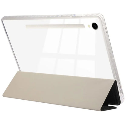 For Samsung Galaxy Tab S9 / S9 FE Case Tri-Fold Stand Smart Auto / Wake Leather Tablet Cover Carbon Fiber Texture